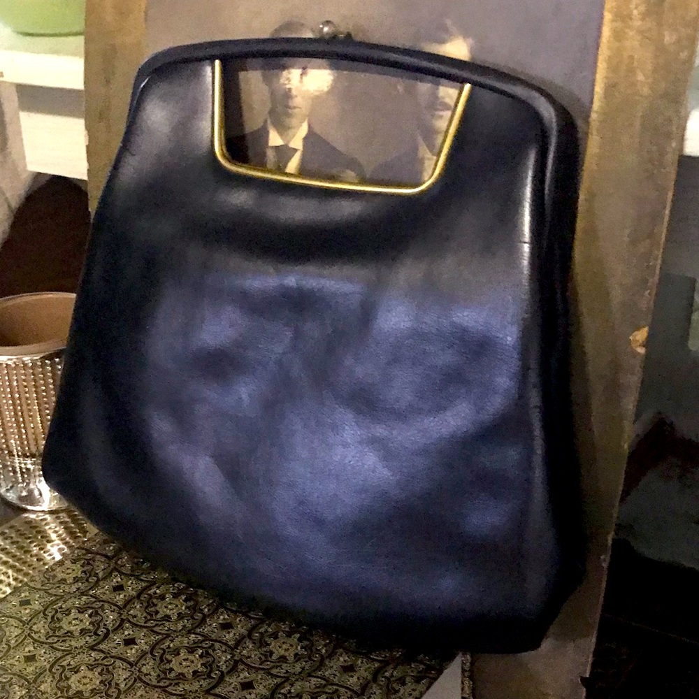 Vintage 1950s Black Kelly Bag Purse